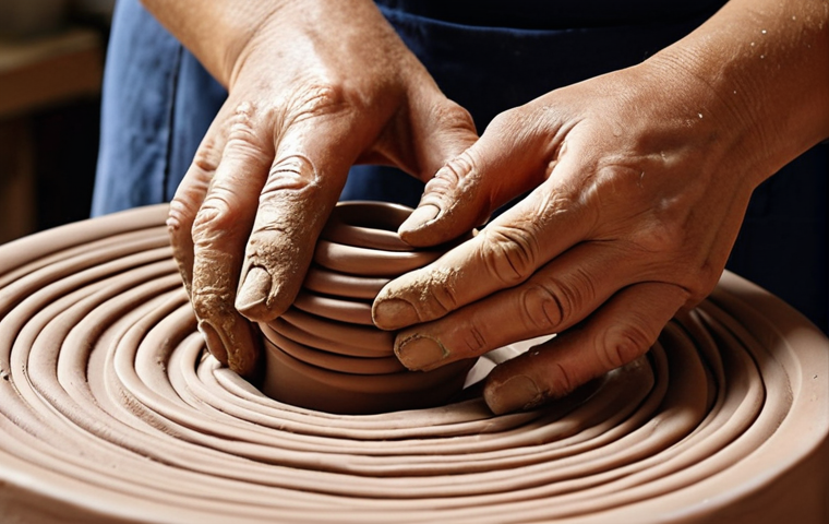 **Prompt 1: Authentic Hands, Speaking Clay**
    "A close-up, warm-toned photograph capturing a ceramist's hands deeply engaged in shaping clay using non-standard techniques. Emphasize the tactile connection, showcasing visible finger marks, organic coil building, or subtly joined slab construction. The focus should be on the raw, earthy texture of the clay, with hints of imprinted natural elements like leaves or subtle tooling marks. The scene conveys a sense of meditative creation, imperfect beauty, and the unique, soulful character emerging from the hands-on process. Soft, natural light highlights the material's inherent qualities, evoking a timeless, artisanal feel."